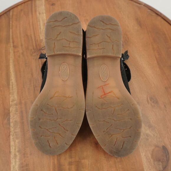 Sofft Womens Brinkley Ankle Boots Fold Over Black Suede Perforated Block Heel 6M - Picture 10 of 11